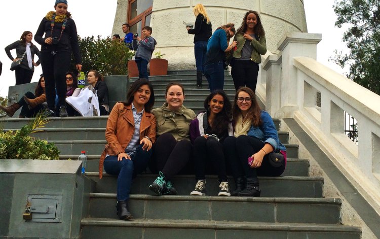 At the top of Cerro San Cristobal with these lovely ladies: Aurora, Katie, Anjali,Tina