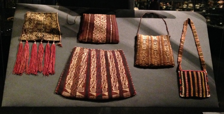 Examples of indigenous Chilean textiles. Some of these bags are as old as 1000 years. 